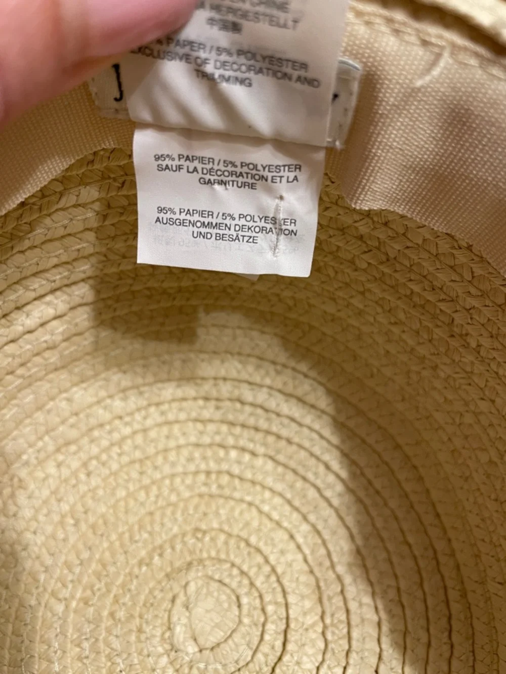 J. Crew Beige Straw Sun Hat with Black Pom Trim